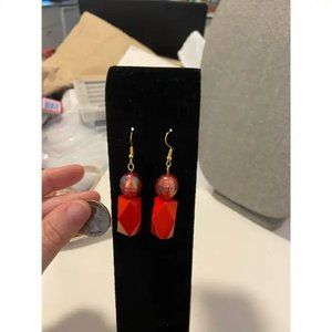 Deco handmade red bead earring